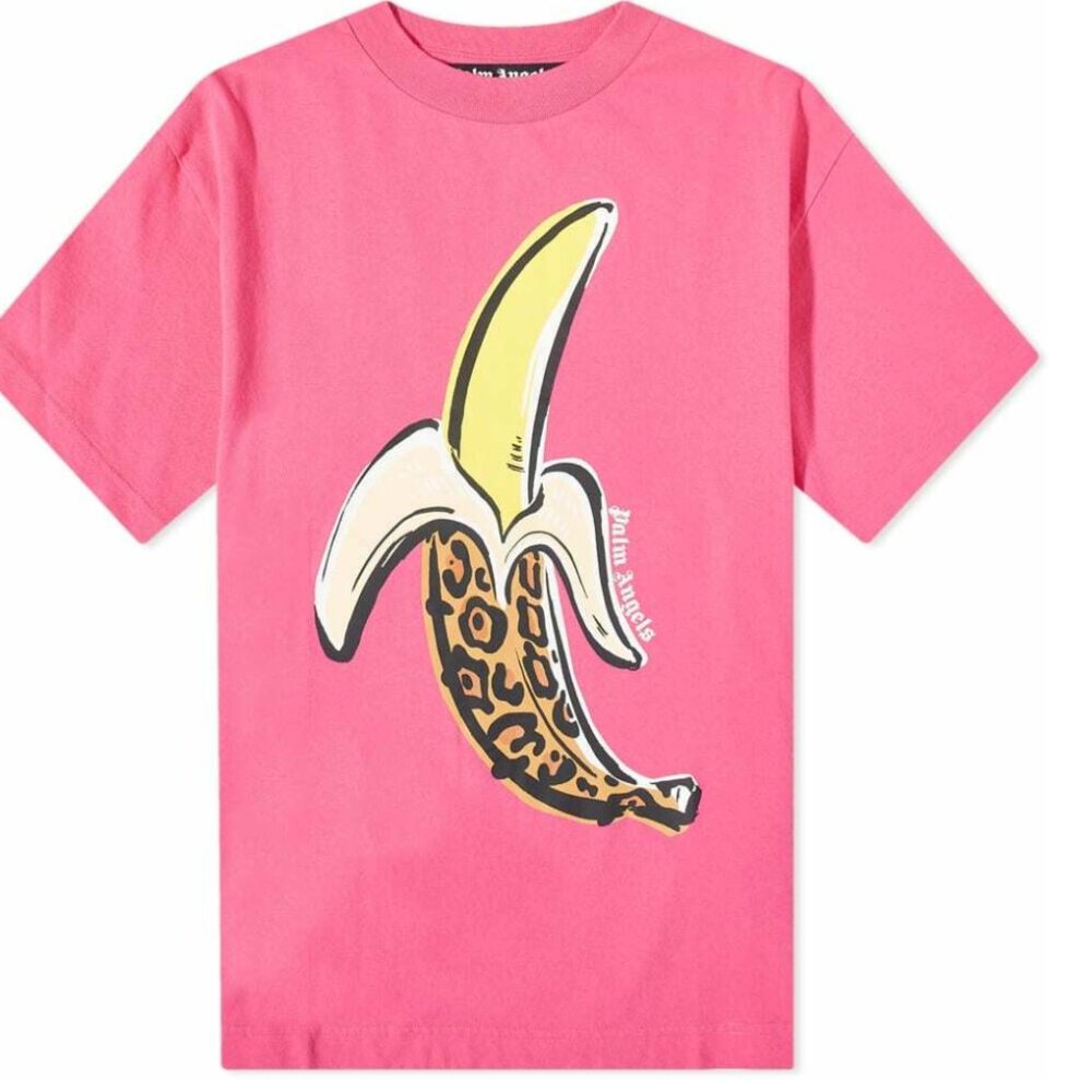 NWT Palm Angels Banana Logo T-Shirt Fuchsia Small